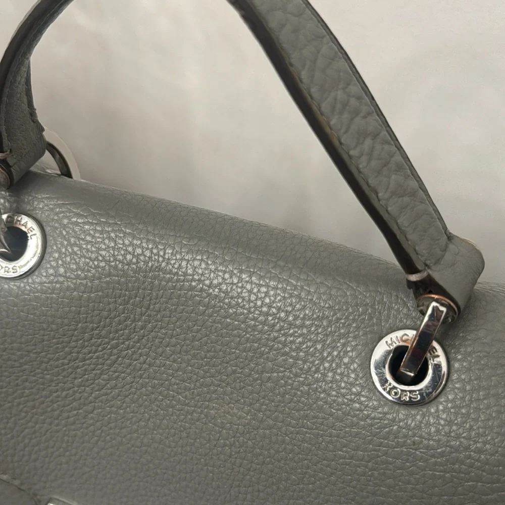 Michael Kors Emery Small Leather Satchel Bag. Steel Gray - Picture 6 of 14